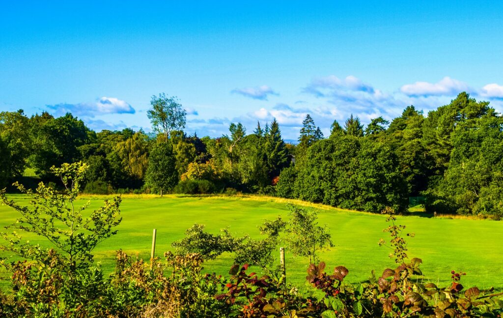 Panoramic view of Cardross Hills, villages near Glasgow