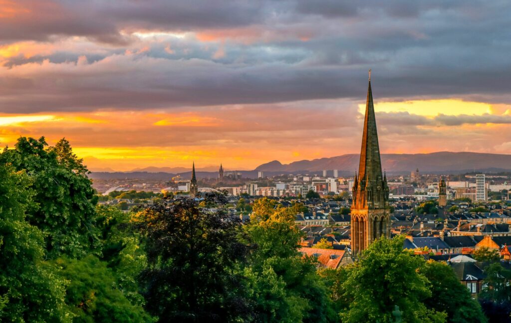 Property near Jordanhill School, Glasgow sunset