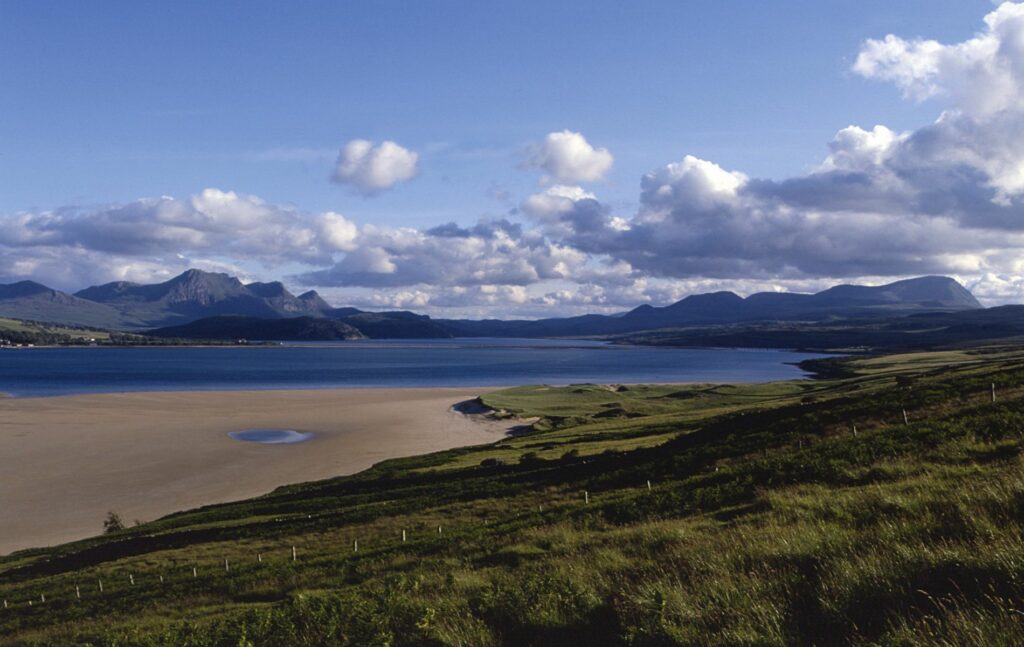 The mountains of Ben Loyal and Ben Hope over the Kyle of Tongue