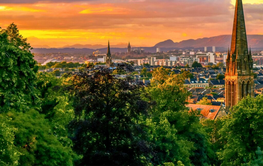 Glasgow for families - Sunset over Glasgow 