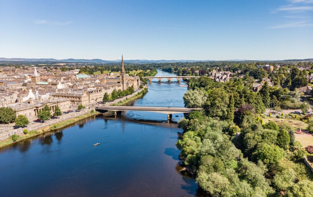 Perth and the River Tay on a sunny day