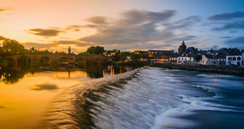 The River Nith and old bridge at Dumfries Scotland
