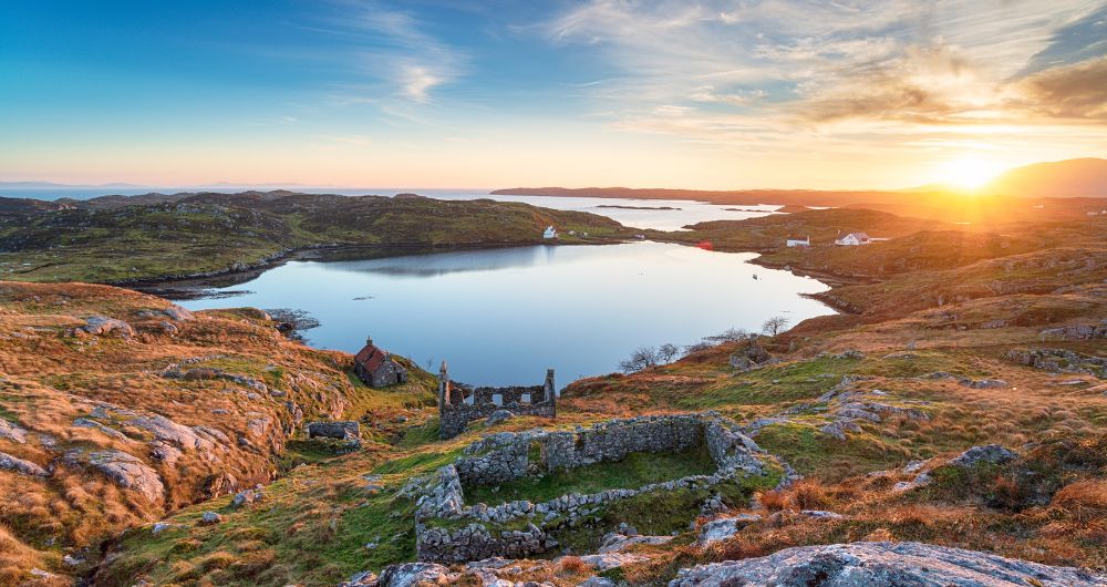 Ruins at manish on the Isle of Harris in the Outer Hebrides of Scotland