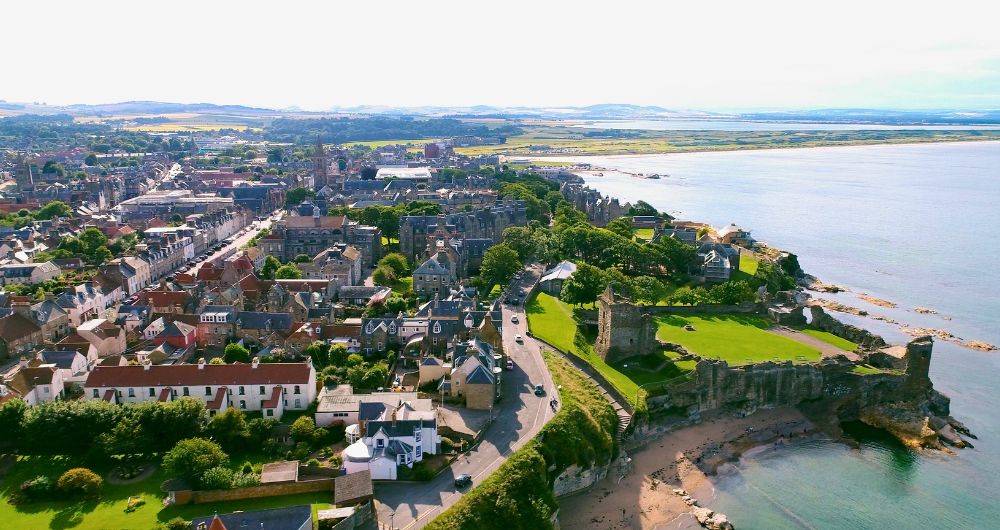 Aerial view of St Andrews Fife Scotland