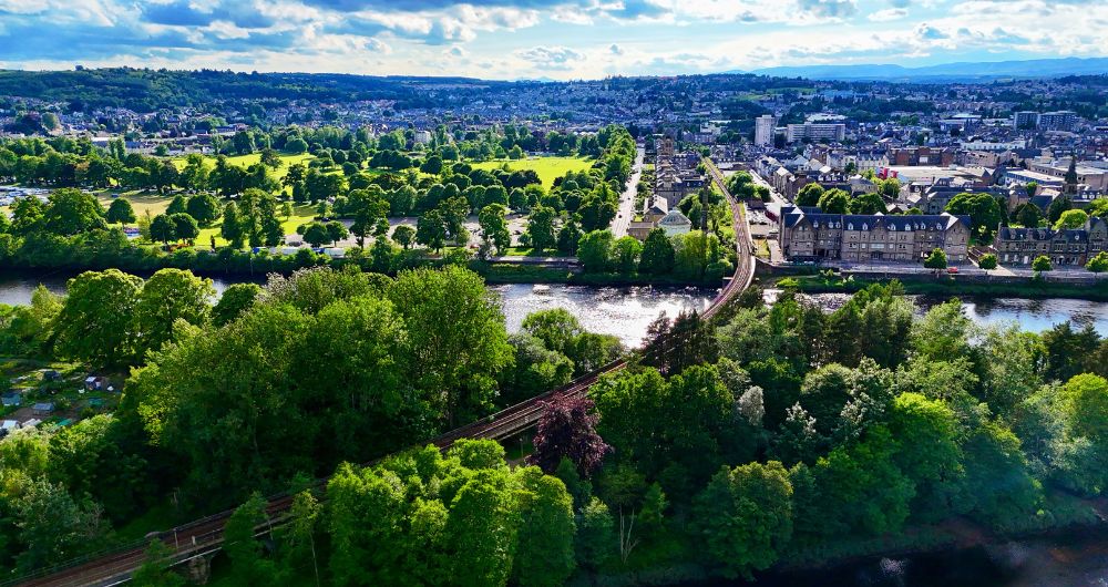 Railway bridge crossing the river Tay Perth