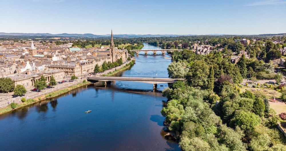 Perth and River Tay on a sunny day