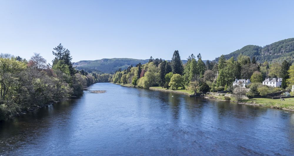 The River Tay flowing past Dunkeld Perthshire