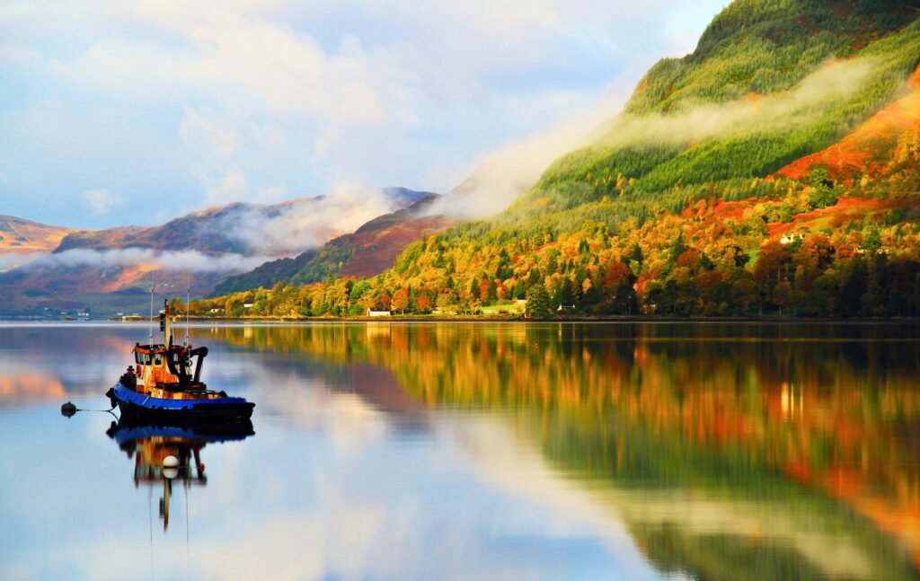 Scottish Highlands rural landscape in Autumn